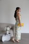 Yellow Floral Patterned Rope Strap Ruffle Detailed V-Neck Lined Maxi Long Length Premium Dress - 4