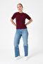Basic Short Sleeve Claret Red Women's Knitwear Blouse - 5