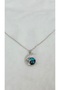 Stainless Steel Necklace with Blue Stone Moon and Star Design - Non Tarnish Water Resistant - 2