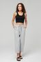 Women's Light Gray Regular Fit Ankle Length Linen Trousers - Cotton, Pocket, Summer Monaha - 4