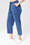 Women's Blue Denim Look Ankle Length Linen Trousers - Cotton, Washed, Summer Monaha - 5