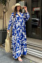 100% Viscose Bohemian Alaçatı Dress V-Neck Ethnic Patterned Viscose Dress Suitable for Modest Wear - 2
