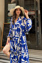 100% Viscose Bohemian Alaçatı Dress V-Neck Ethnic Patterned Viscose Dress Suitable for Modest Wear - 4