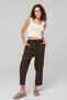 Women's Brown Ankle Length Linen Trousers - Organic Cotton, High Waist, Summer Monaha - 6