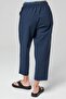 Women's Light Navy Blue Carrot Fit Ankle Length Linen Trousers - Cotton, Summer Monaha - 6