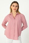 Dusty Rose Oxford Textured Fabric Relaxed Cut Shirt 1500072 - 3