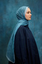 Soft Ethnic Patterned Petrol Blue Shawl - 2