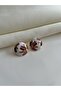 Flower Patterned Enamel Round Earrings - 4