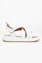 Women's Genuine Leather Cross Ankle Strap Casual Sandals - White - 3
