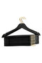 12 Pieces - Wooden Look Plastic A Quality Black Clothes Hanger Gold Hook - 2