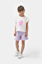 Girl's Striped T-Shirt and Shorts Summer Waffle Two-Piece Set Lilac