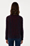 Women's Navy Blue Crew Neck Sweater 50293048-Vr033 - 5