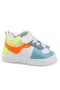 Baby Boy Blue White Lace up Leather Shoes with Snap Fasteners - 3