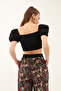New Season Women's Square Neck Short Sleeve Crop Blouse 44030 - 4