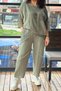 Women's Khaki Elastic Waist Lace up Mesh Dirty Stitching Piece Pocket Loose Wide Leg Loose Linen Trousers - 3