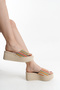Jodie Wicker Look Thick Banded Hole Detailed Wedge Sole Slippers - 3