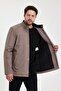 Classic Wind and Water Resistant Coat with Thick Fur Inside in Cream Color - 3