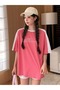 Leisure Future Segmented Single Jersey T-Shirt - Pink White Oversize Crew Neck Short Sleeve T-Shirt - 8