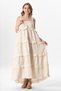 Strappy Square Neck Roman Layered Muslin Long Summer Dress Cream Krm - 6