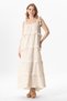 Strappy Square Neck Roman Layered Muslin Long Summer Dress Cream Krm