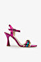 Fuchsia Metallic Ankle Strap Stoned Pointed Toe Women's Heeled Shoes