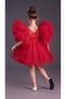 Tutu Skirt Puffy Sleeves Comotini Crowned Girl's Evening Dress MNK0582 RED - 2