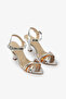 Silver Metallic Ankle Strap Stone Pointed Toe Women's Heeled Shoes - 2