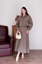 Dark Mink Polyviscon Pocket Jacket Skirt Set - 4