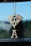 Silver Diamond & Silver Letter A & Black Feather Rearview Ornament - 3