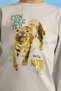 Boy's 5-9 Years Old Tiger Patterned Short Sleeve T-Shirt 3052 Beige - 2