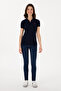 Women's Navy Blue Basic Polo Neck T-Shirt 50300830-Vr033 - 4