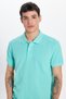Men's Slim Fit Slim Fit 100% Cotton Green Polo Neck T-Shirt - 2