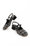 Women's Black and White Patterned Fabric Back Open Summer Low Heel Shoes - 4