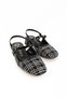 Women's Black and White Patterned Fabric Back Open Summer Low Heel Shoes