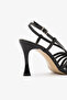 Black Ankle Strap Shiny Lattice Women's Evening Dress Shoes - 5