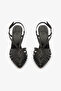 Black Ankle Strap Shiny Lattice Women's Evening Dress Shoes - 3