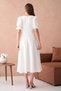 White Atlas Fabric Round Neck Princess Sleeve Detail Midi Dress 220 - 3