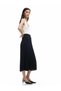 Standard Waist Crepe Fabric Midi Pleated Skirt