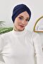 Winter Hijab Bonnet,B-9O,Navy Blue - 2