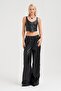 Women's Faux Leather Zipper Design Crop Top