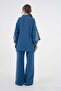 Women's Indigo Sleeves Sequin Sequins Embroidered Linen Kimono Jacket and Pants Bottom/Top Set 21061 - 8