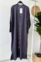 Maxi Buttoned Mercerized Hijab Cardigan - Smoked - 2