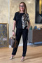 New Season Women's Short Sleeve Zebra Patterned Large Size Blouse Trousers Two Piece Set - 8