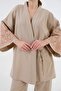 Women's Mink Sleeves Sequin Embroidered Linen Kimono Jacket and Pants Bottom/Top Set 21061 - 3