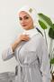 Ready-To-Wear Turban with Low-Cut Neckline and Gold Accessories, Ecru, Ht-11A - 9