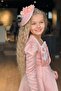 Girls' Square Neck Floral Bodice Asymmetric Cut Pink Dress - 4