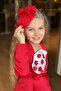 Girls' Square Neck, Chest Panel, Floral Asymmetrical Red Dress - 5