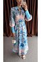 Imported Dress with Blue Large Cuffs - 3