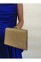 Women's Stoned Gold Gold Evening Dress Clutch Chain Strap Hand Wedding Engagement Night Shoulder Bag - 5