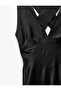Deep V-Neck Satin Back Detail Long Evening Dress - 7